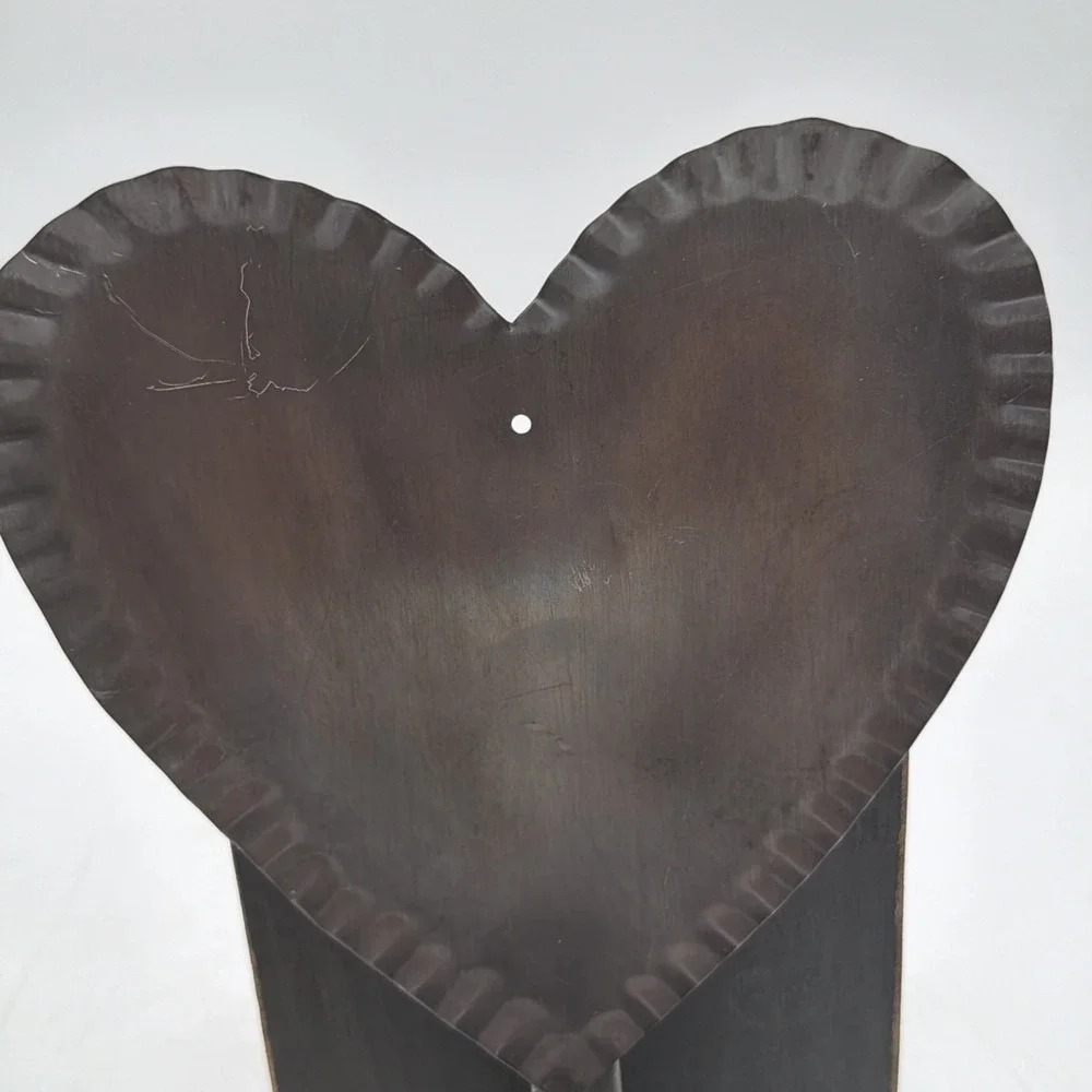 Vintage Tin Heart Crimped Wall Sconce Candle Holder Primitive Folk Decor